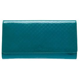 Clutch Broadway in vernice Microguccissima blu Gucci