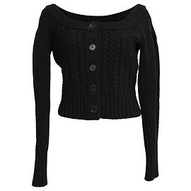 Cardigan corto in maglia a treccia Alexander McQueen in cashmere nero