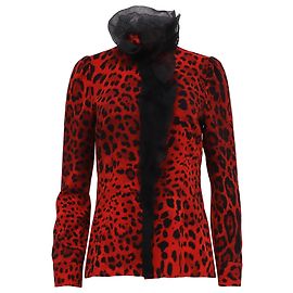 Blusa Dolce & Gabbana con estampado de leopardo en seda roja