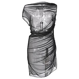 Mini vestido de tule franzido Versace em poliamida preta