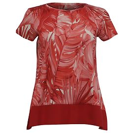 T-shirt Salvatore Ferragamo in cotone rosso con stampa tropicale