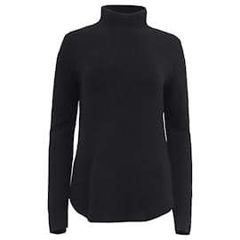 Theory gerippter Rollkragenpullover aus schwarzem Kaschmir