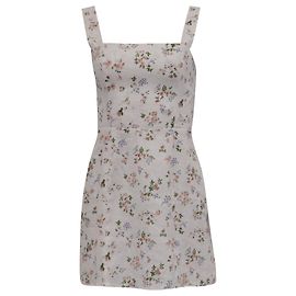 Reformation Brigitte Mini-Kleid mit Blumenprint aus mehrfarbigem Leinen