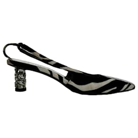 Tom Ford Slingback-Pumps mit Zebra-Print aus schwarzem und weißem Wildleder