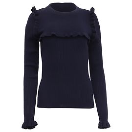 See by Chloé Rüschenpullover aus marineblauer Alpakawolle