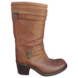 Botas Free Lance Tommy 7 Ziprelmindger de cuero marrón