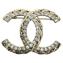 Chanel Brosche in Gold mit Strasssteinen