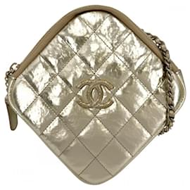 Borsa a tracolla in pelle dorata Chanel
