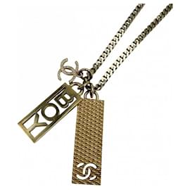 Collana Chanel Boy Chanel in oro con strass