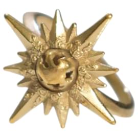 Anillo Dior Medallón Sol Estrellado Acabado Dorado, Talla M
