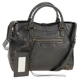 BALENCIAGA Borsa Classic Vero in Pelle Grigia 235216 Auth 189775SM
