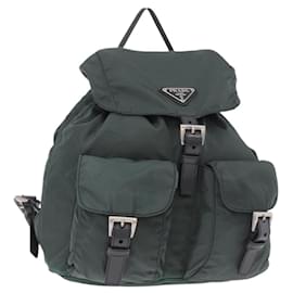 Zaino PRADA Nylon Verde Argento Auth BA13603A - Prada
