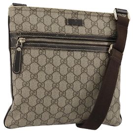 Borsa a tracolla GUCCI GG Supreme PVC Beige Oro 295257 Auth 187850