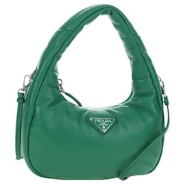 Borsa PRADA in pelle 2way Verde Argento Auth 189777SM