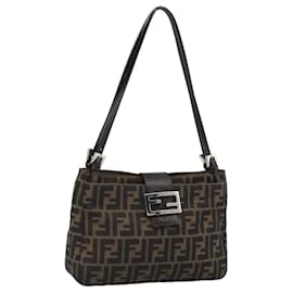 FENDI Zucca Canvas Mamma Baguette Tote Bag Black Brown Auth 189846A - Fendi
