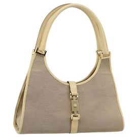 GUCCI Schultertasche Canvas Leder Beige Gold 002 1067 Auth 188585A