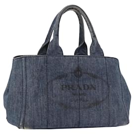 Borsa PRADA Canapa M Denim Blue Gold Auth 189795A