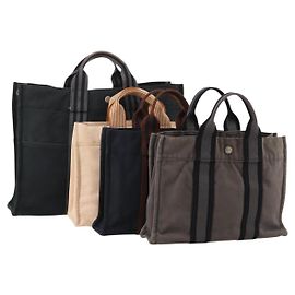 Hermès Borsa Fourre Tout HERMES Cotton 4 Set Navy Orange gray Auth BA13658