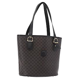 Borsa Tote CELINE Macadam Canvas PVC Pelle Nera Oro Auth BA13696A - Céline