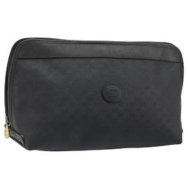Clutch GUCCI Micro GG Supreme in PVC Nero Oro 014 58 0198 Auth mr2532