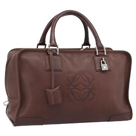 Borsa a mano LOEWE Amazona 36 in pelle marrone argento autentica 190296A