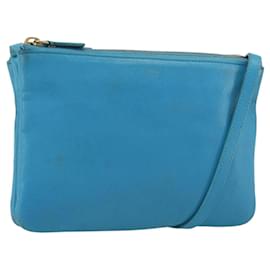 Céline Borsa a tracolla CELINE Trio in pelle azzurro oro Auth 189302