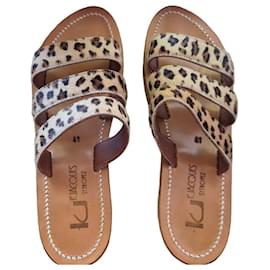K.Jacques St Tropez sandali piatti pelle stampa leopardata Poulin - Autre Marque
