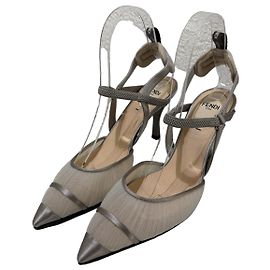 Décolleté Fendi Colibri Satin e Mesh Grigio