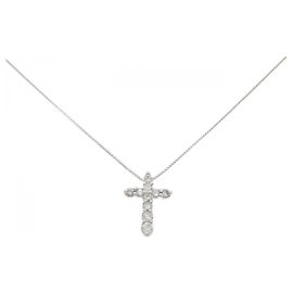 Autre Marque Collana Croce con Diamanti Pt900/Pt850