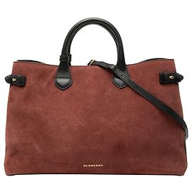 Bolso Banner de ante y piel de becerro rojo Burberry Large