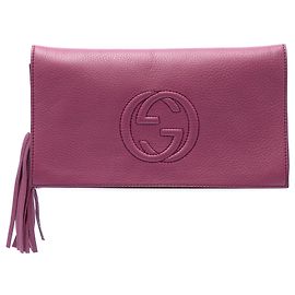 Clutch Soho Disco in pelle rosa Gucci
