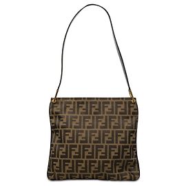Bolso de hombro Fendi en lona Zucca marrón