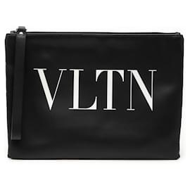 Clutch VLTN in pelle nera Valentino