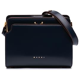 Marni Blue Medium Leather Trunk Reverse Crossbody