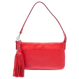 Borsa a mano Fendi Red Zucchino in nappa goffrata con nappa e nappa