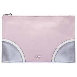 Clutch Saffiano tricolore rosa Prada