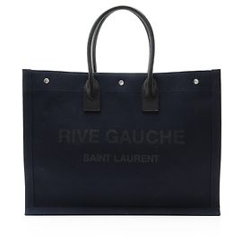 Saint Laurent Canvas Calfskin Rive Gauche Large Tote