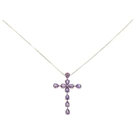 Autre Marque Collana Croce in Ametista Au750