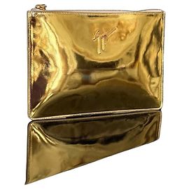 Clutch / Pouch in pelle oro metallizzato Giuseppe Zanotti Nuovo