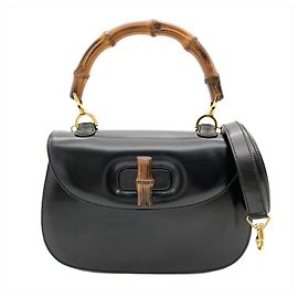 Gucci Bamboo Handtasche aus schwarzem Leder