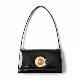 Gianni Versace Borsa a Tracolla Medusa in Pelle Verniciata Nera