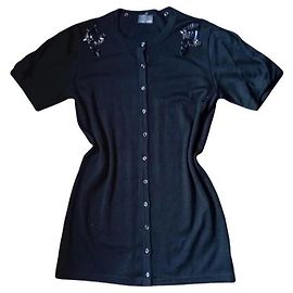 Fendi Cardigan-Kleid Schwarz mit verzierten Knöpfen