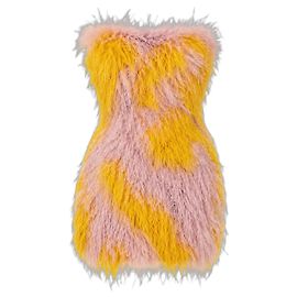 New with Tags Ralph & Russo Spring 2020 Ostrich Feather Silk Mini Dress Runway Look 44 – IT 38
