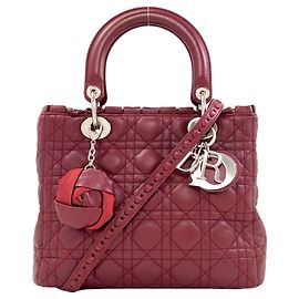 Borsa 2-Way Christian Dior Lady in pelle di vitello rossa