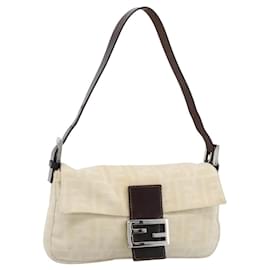 FENDI Zucca Canvas Mamma Baguette Shoulder Bag Beige Argento Auth 190260SAM