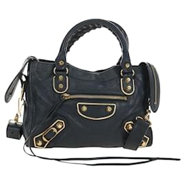 BALENCIAGA Bolso Mini City Classic Metallic Edge de piel 2way Navy Auth 189129M - Balenciaga