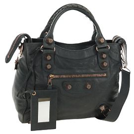 BALENCIAGA Giant Vero Hand Bag Leather 2way Gray 263244 Auth am12009SAM