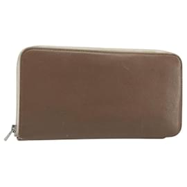 HERMES Azap Classic Long Wallet Pelle Marrone Auth bs35755 - Hermès