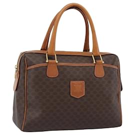 Céline Borsa Boston CELINE in tela Macadam PVC Pelle Marrone Oro Auth 189950A