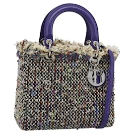 CHANEL Lady Dior Borsa a mano con catena in tweed 2way Multicolore Argento CC Auth 189825SM